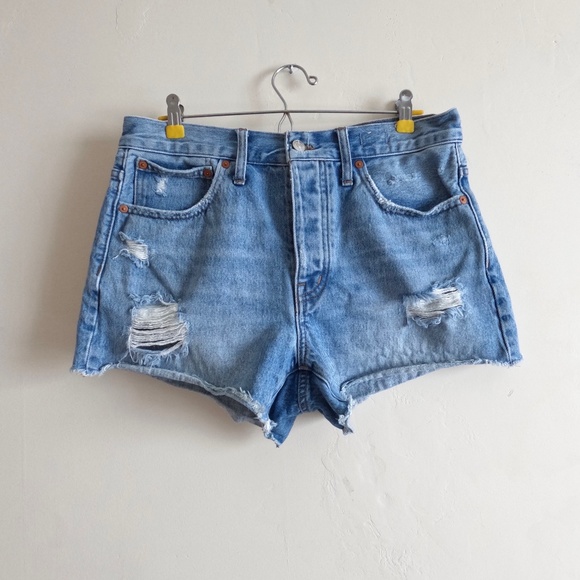 Madewell Relaxed Denim‎ Shorts in Homecrest Wash: Ripped Edition Sz 27 - Picture 1 of 10